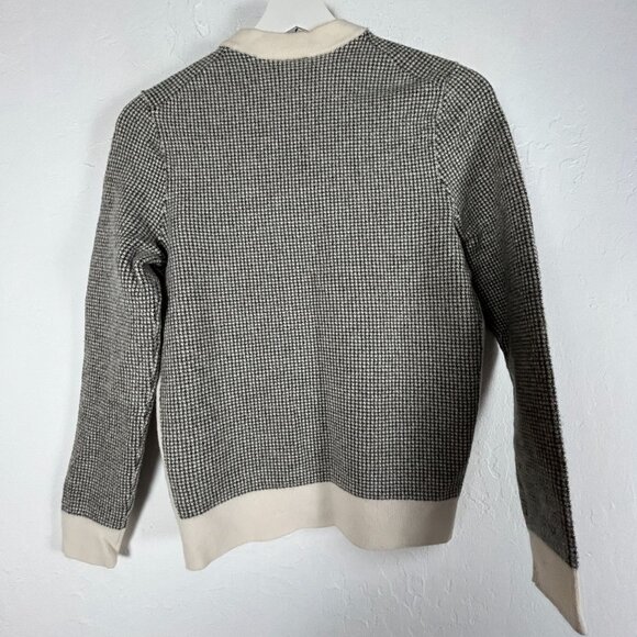 BOSS HUGO BOSS Womens Houndstooth Wool Crewneck Sweater Large Gray Pullover - Picture 2 of 9